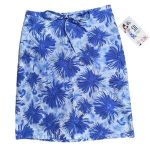 Vintage Y2K 2000s Deadstock Blue and White Floral Knee Length Tie Waist Size 0